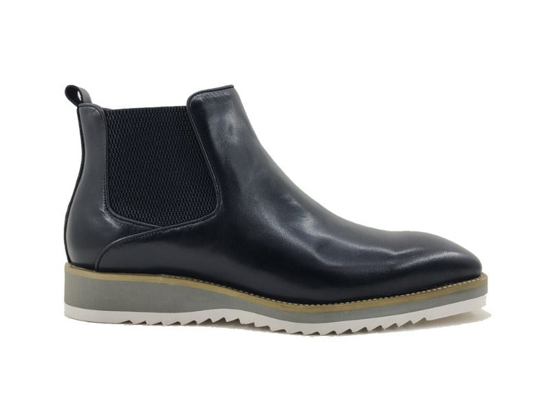 Carrucci Men's Black Pull-On Boots Casual Design genuine Leather - Design Menswear