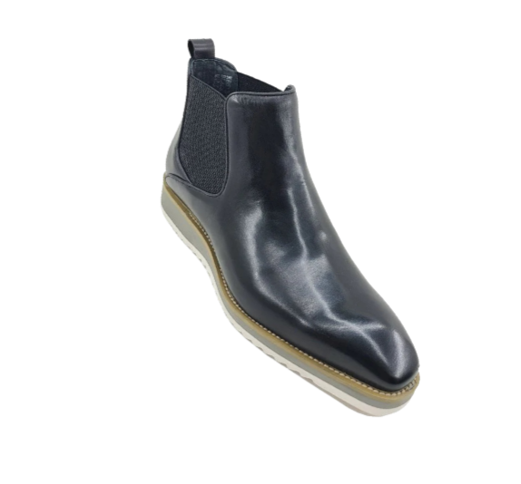 Carrucci Men's Black Pull-On Boots Casual Design genuine Leather - Design Menswear