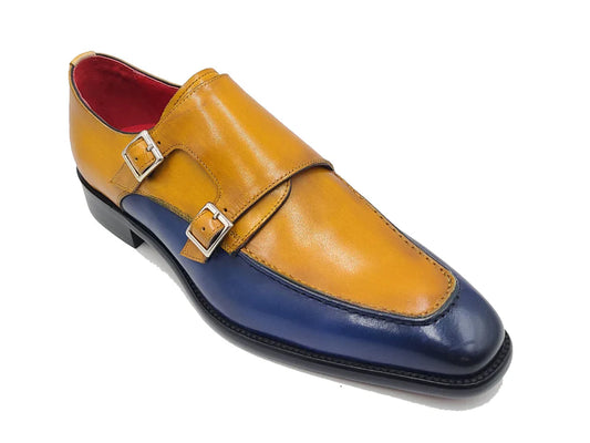 Carrucci  Navy/Cognac Double Monkstrap Tow-Tone Men's Shoes KS509-45T