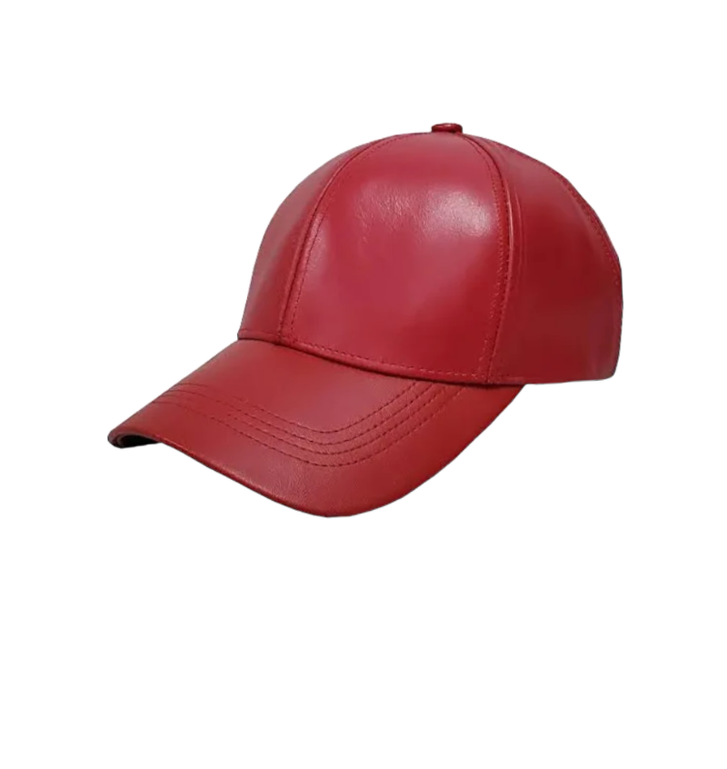 Emstate Red Men's Genuine Cowhind Leather Adjustable Baseball Cap