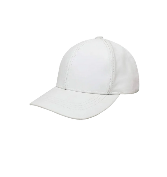Emstate White Men's Genuine Cowhind Leather Adjustable Baseball Cap